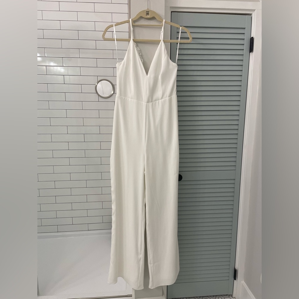 Lulu’s Follow My Heart Ivory Lace Sleeveless Wide-Leg Jumpsuit